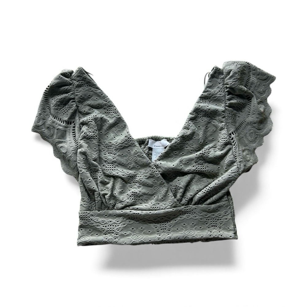 Elegant Lace Olive Green Women's Top
